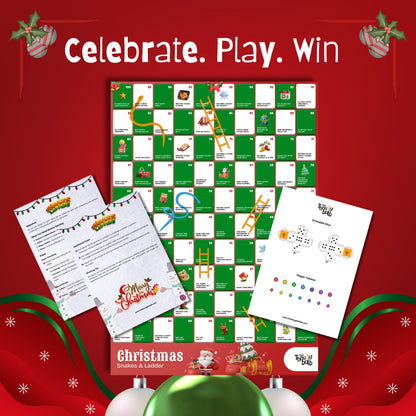 Christmas Snakes & Ladders Printable Game | Instant Digital Download