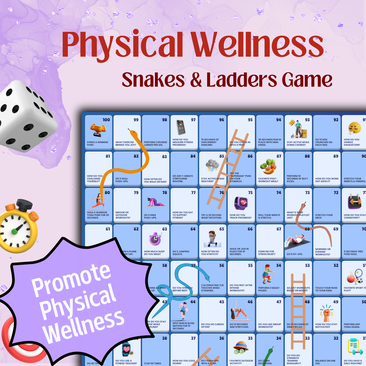 Physical Wellness Snakes & Ladders | Download Now